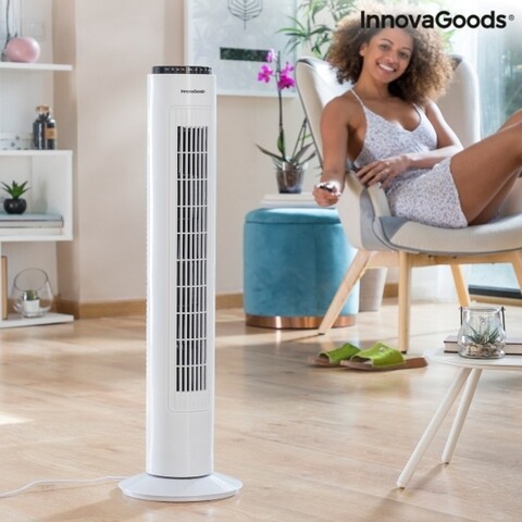Ventilator turn cu telecomanda, Towarie InnovaGoods, Ø21.5 x 73.5 cm