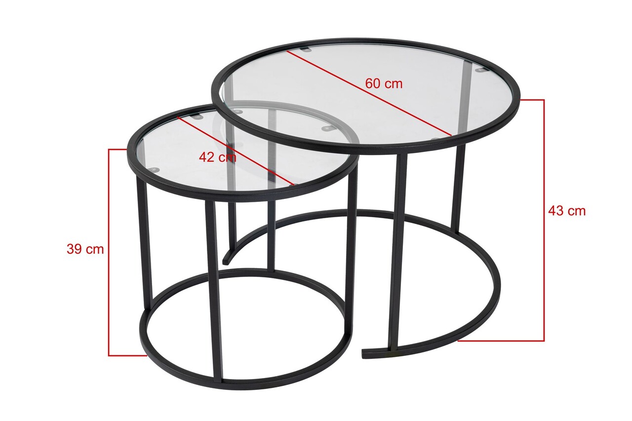 Set masute de cafea, Hanah Home, Black-Transparent-60-42, Negru - view 7