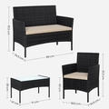 Set mobilier pentru gradina/terasa 4 piese, Songmics, otel/polietilena, negru/grej