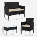 Set mobilier pentru gradina/terasa 4 piese, Songmics, otel/polietilena, negru/grej