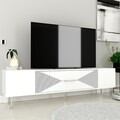 Comoda TV, Olivia, Dekol1, Alb / Argintiu
