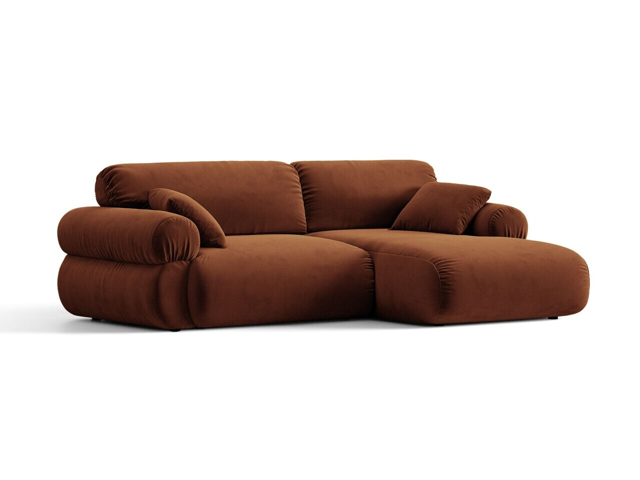 Coltar dreapta 4 locuri, Ophelia, Micadoni Home, 236x164x84 cm, catifea, maro — imaginea 2