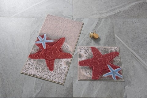 Set 2 covorase de baie Sea Star, Confetti, 50x57 cm/57x100 cm, coral
