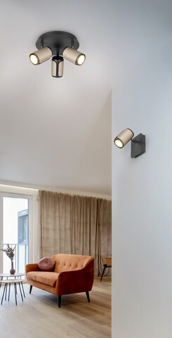 Plafoniera Gillan, TRIO, 30x16 cm, 10W, 3x GU10, metal, bronz