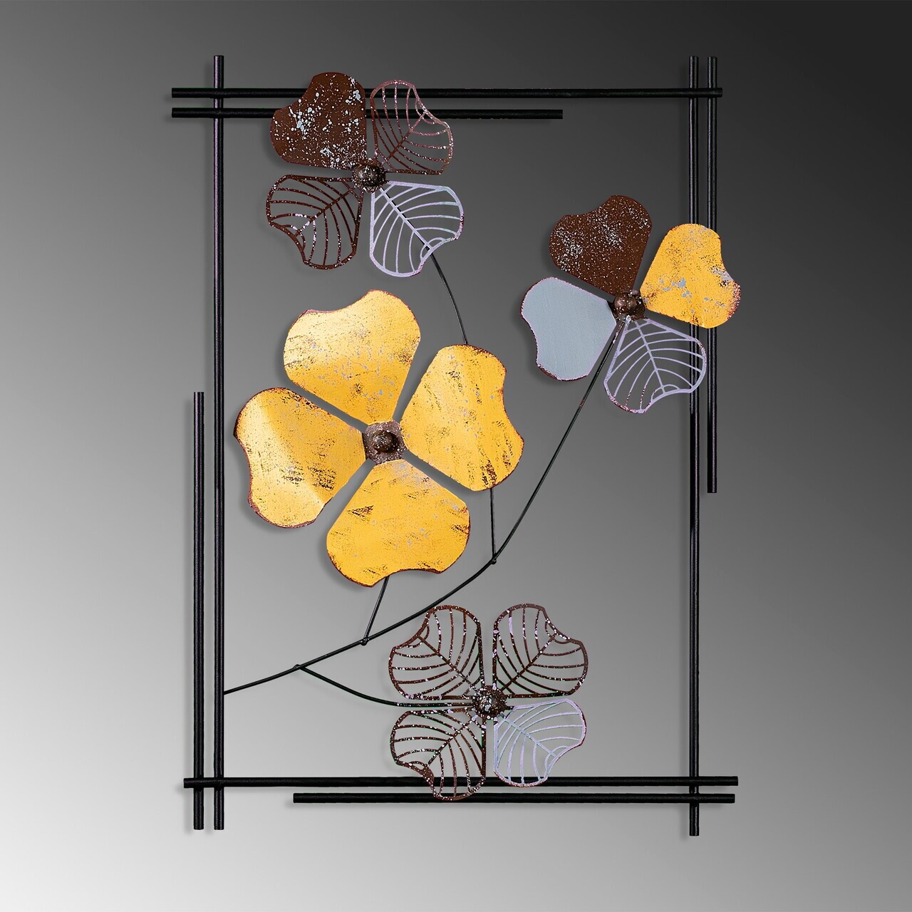 Decoratiune de perete, Shannan 3, Metal, Dimensiuni: 50 x 70 x 4 cm, Multicolor — imaginea 4