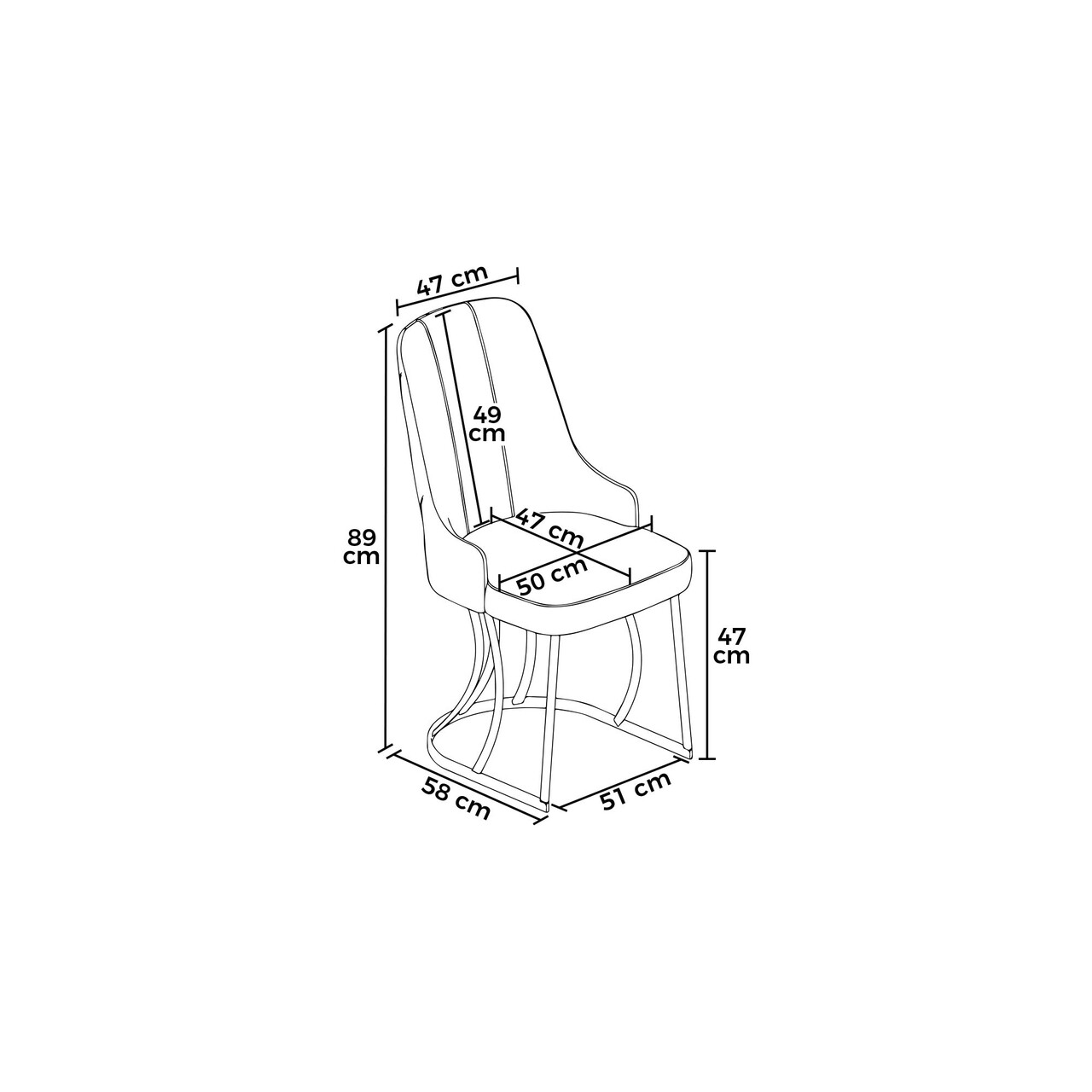 Set scaune 6 piese, Hanah Home, Puva, Crem / Aur - view 3