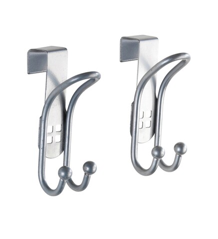 Set 2 agatatori pentru usa, wenko, perforated, 3.2 x 6 x 9.5 cm, inox, gri