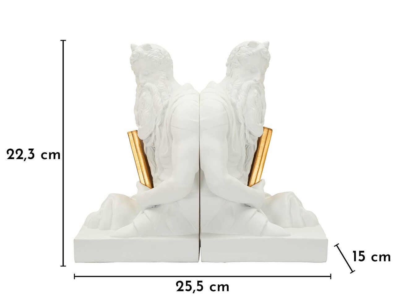 Set 2 suporturi de carti, Mauro Ferretti, Poseidon, 25.5x15x22.3 cm, polirasina, alb/auriu - imagine 8
