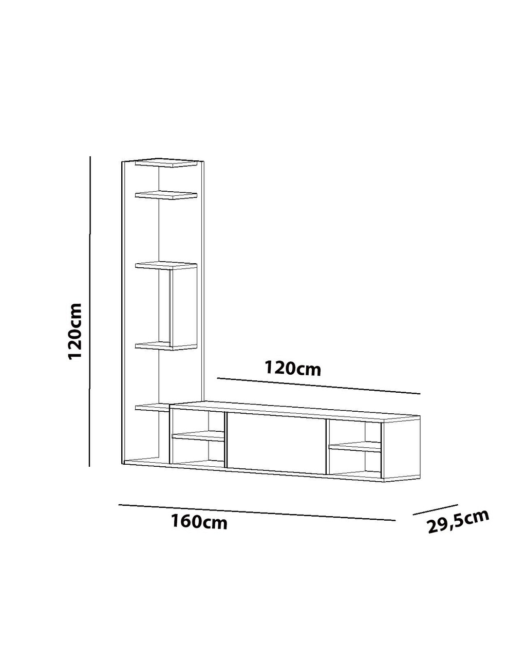 Comoda TV, Decorotika, Pera, 160x120x29.5 Cm, Alb