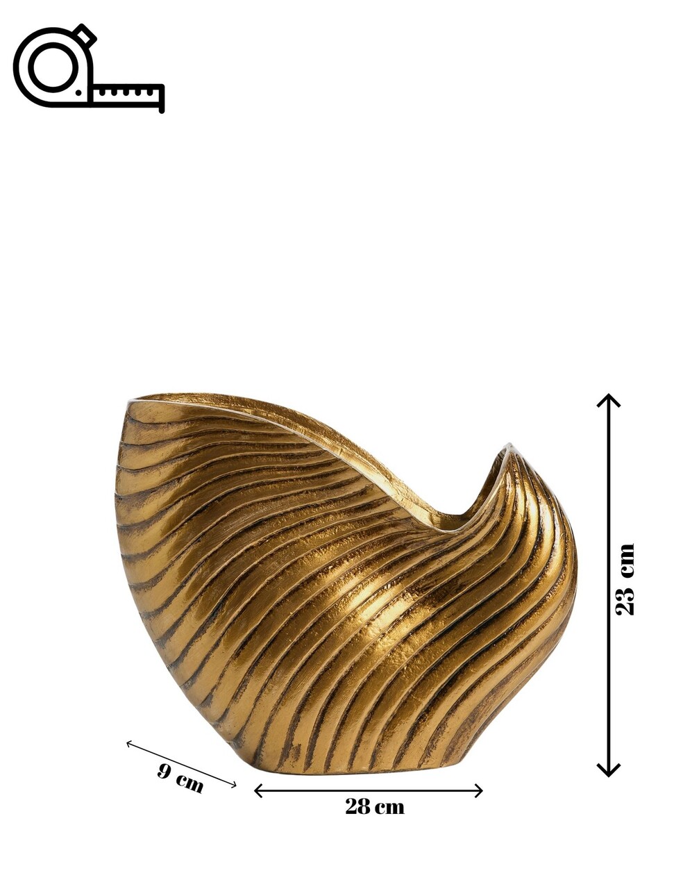 Decoratiune, Oyster, 9x23x28 cm, Poliester, Aur antic