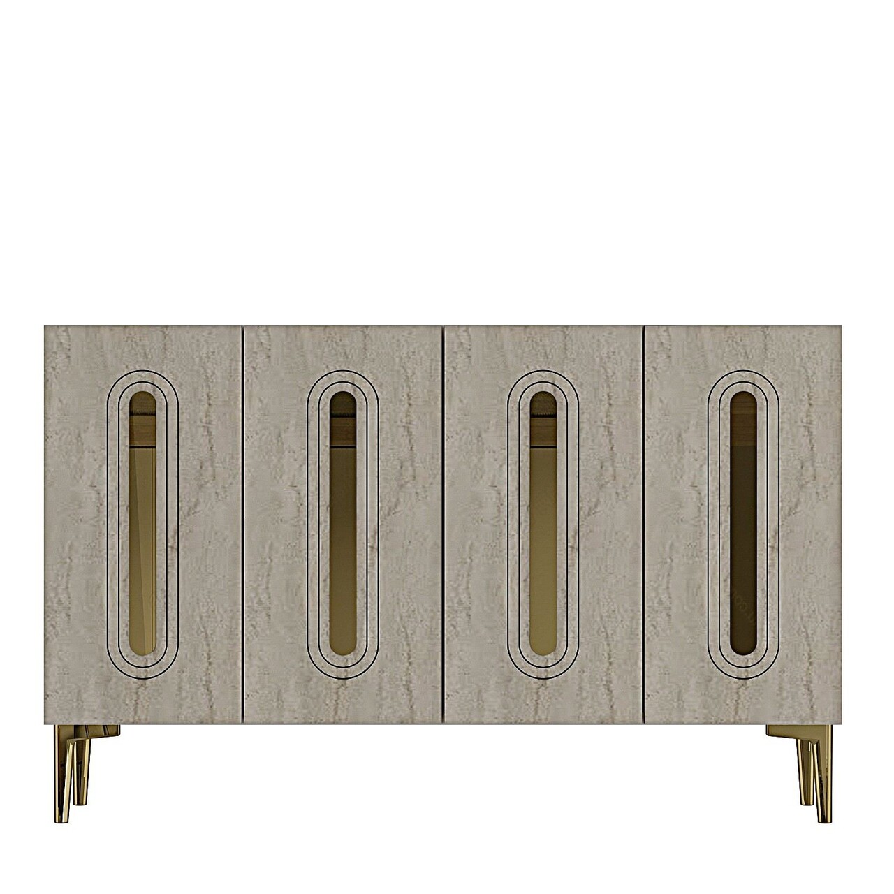 Consola, Hanah Home, Rany 120, 120x75x32 cm, White / Travertine / Gold - view 4