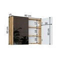 Dulap de baie cu oglindă, Hanah Home, 1754, 80x60x16 cm, MDF-LAM, Maro