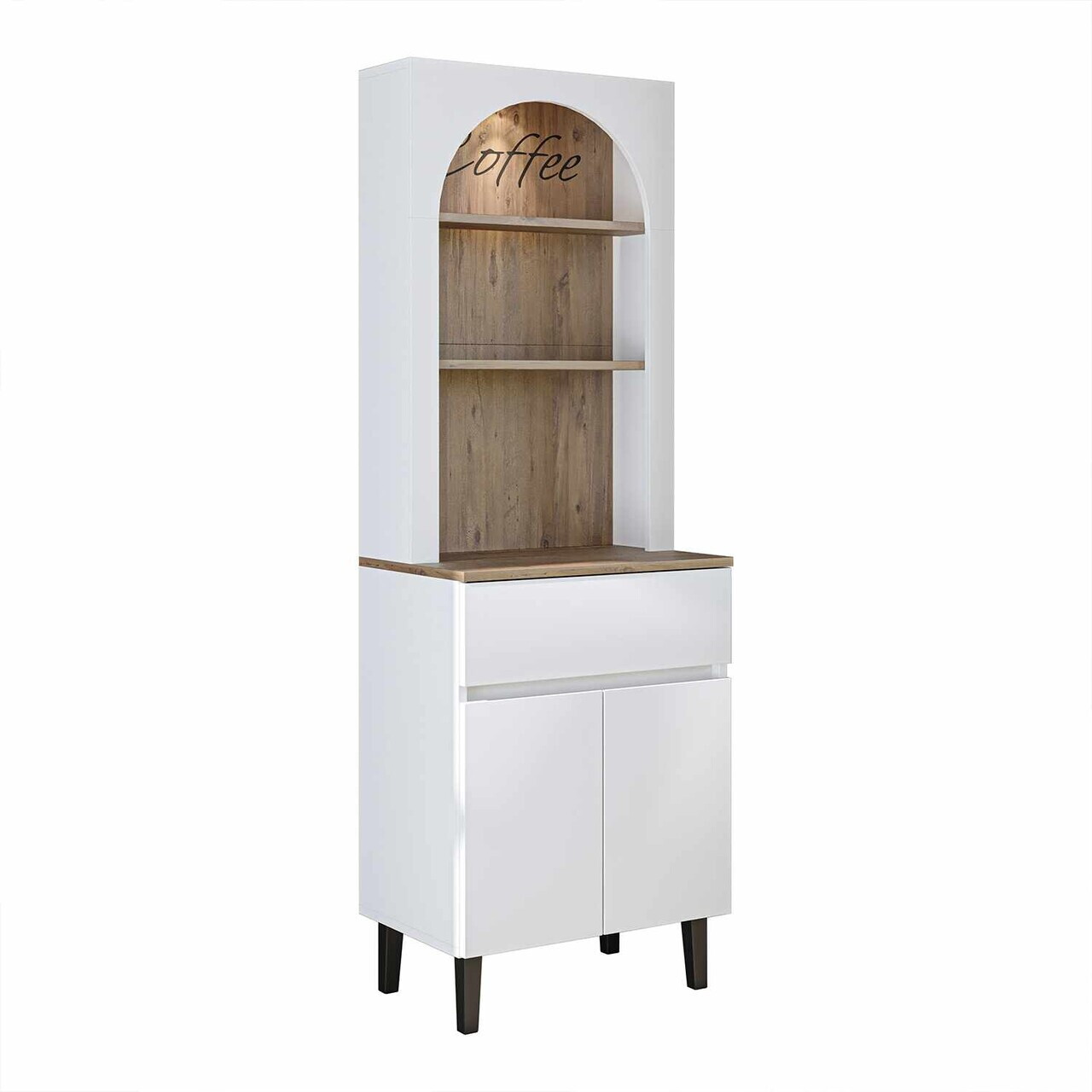 Dulap de bar pentru cafea, Hanah Home, Ledli, 60x179x41.8 cm, PAL, Alb/Pin Atlantic — imaginea 5