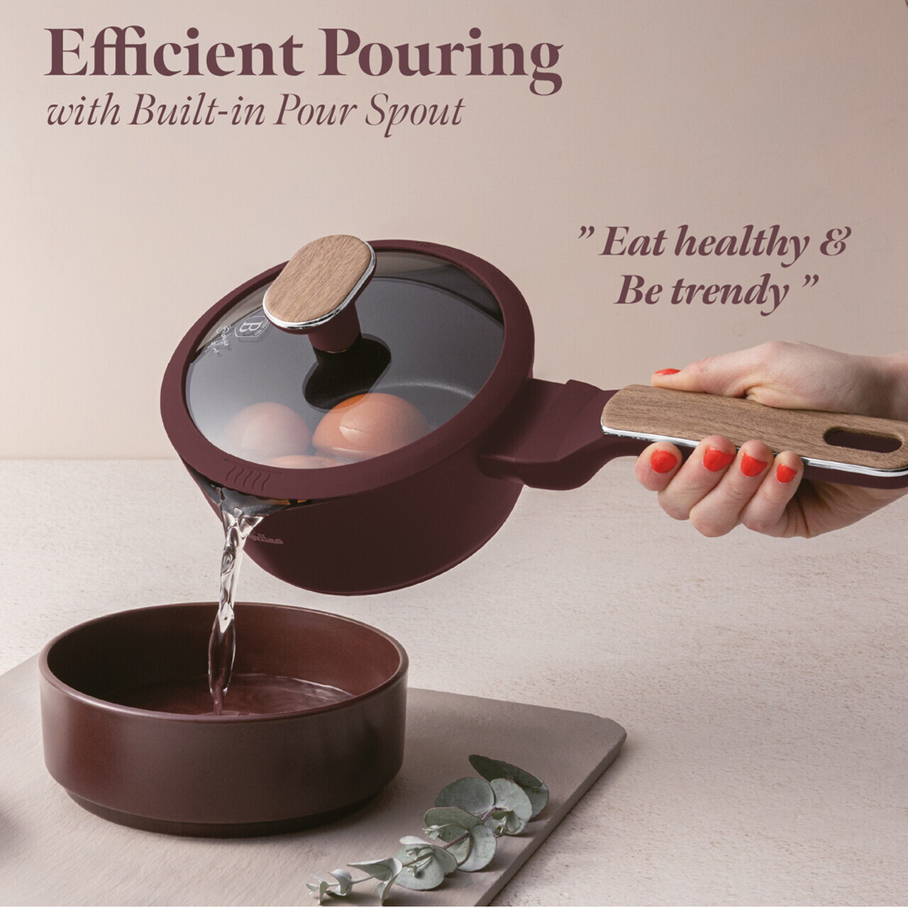 Set pentru gatit Berlinger Haus, Leonardo Nordic, 15 piese, aluminiu forjat, visiniu mat - imagine 14