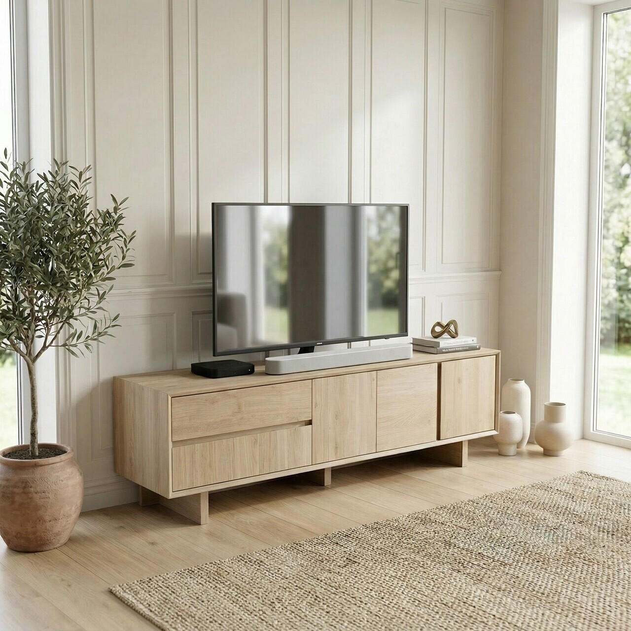 Comoda TV, Hanah Home, Carpi, 180x55x45 cm, PAL, Maro — imaginea 2