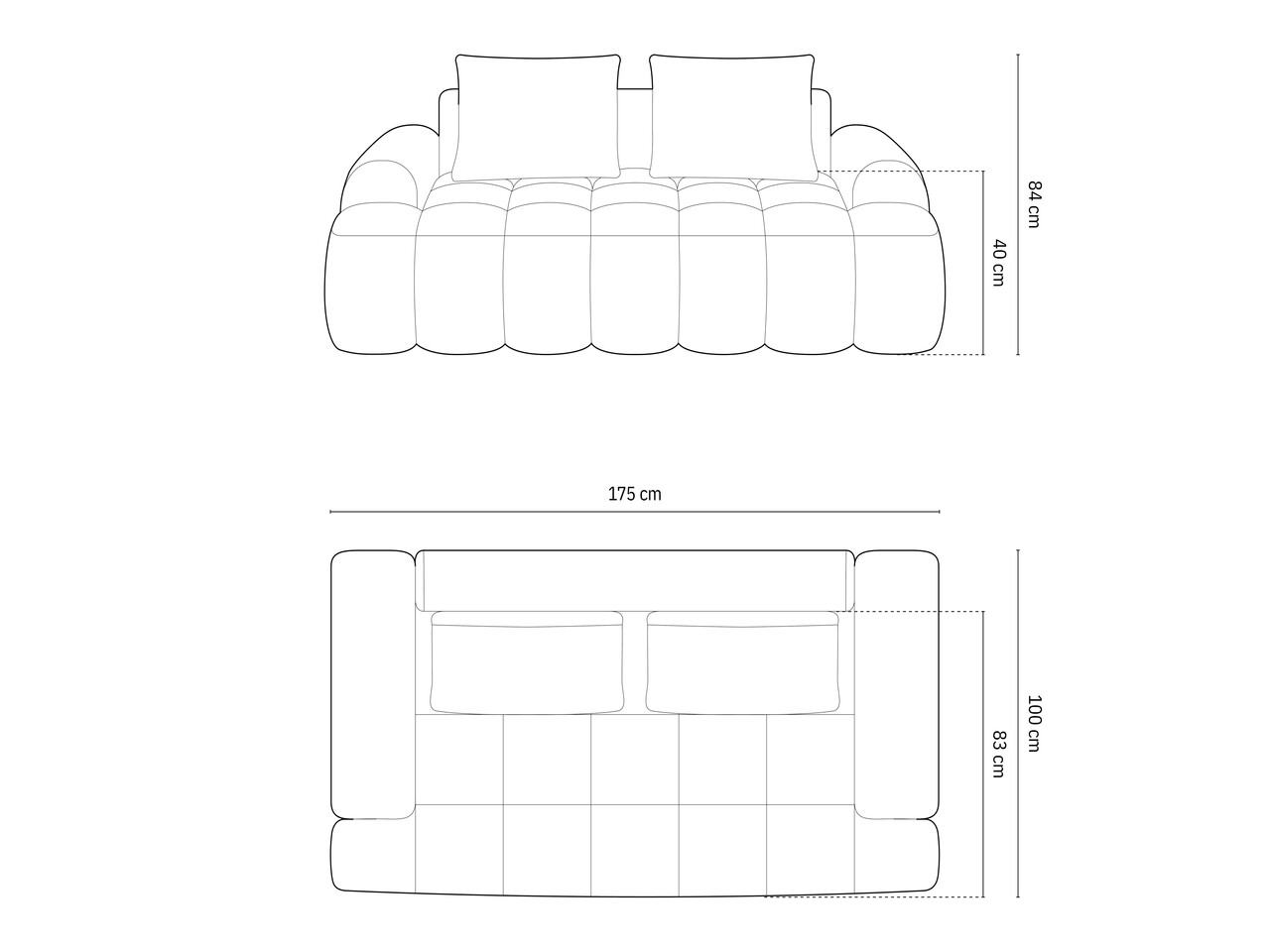 Canapea 2 locuri, Linz, Cosmopolitan Design, 175x100x84 cm, catifea, gri
