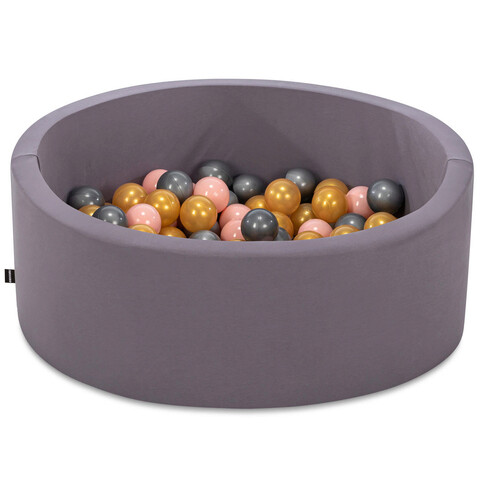 Piscina cu bile, Bubble Pops v10, 150 bile, Ø85 x 30 cm, bumbac/plastic, gri