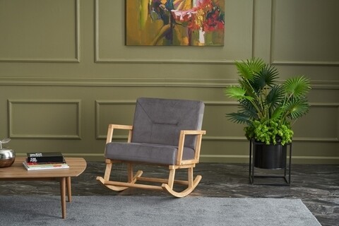 Scaun balansoar duygu sallanan sandalye, balcab home, 70x85x98 cm, lemn, gri
