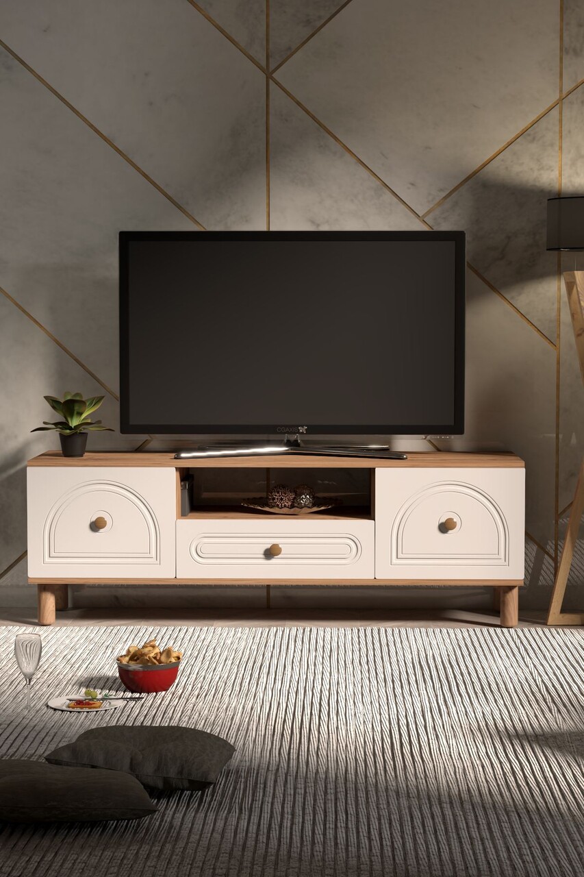 Comoda TV, Hanah Home, Mavora 150, 150x53x41 cm, PAL, Pin Atlantic / Alb - view 2