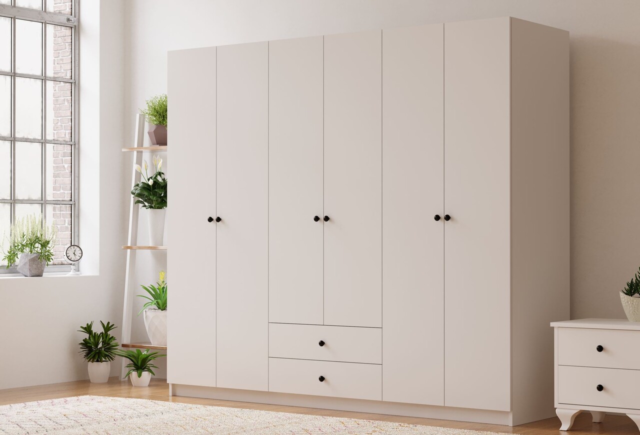 Dulap pentru haine, Rabi, Rb-069, 180x180x45 cm, Alb mat