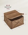 Masuta de cafea cu spatiu de depozitare, Vasagle, Country Style, 80x80x46 cm, PAL/MDF, maro miere