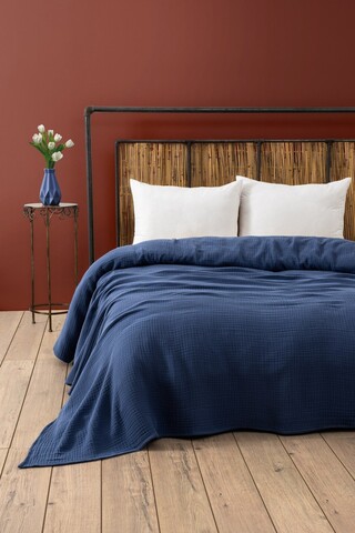 Cuvertura matlasata dubla, Muslin - Navy Blue (220 x 250), DC Home, Bumbac 