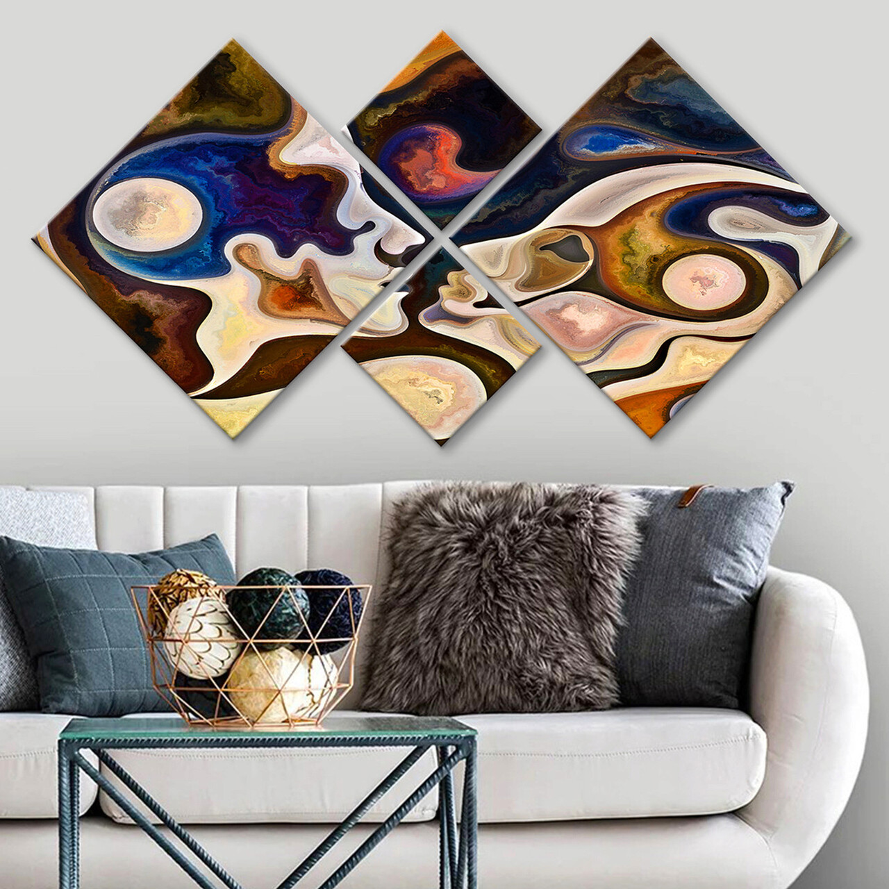 Set 4 tablouri decorative, 4MDF1302494941, MDF, Imprimat UV, Multicolor