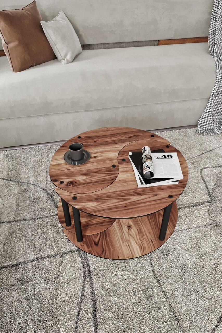 Set masute de cafea, Hanah Home, Yin Yang 2, MDF , Maro - view 2