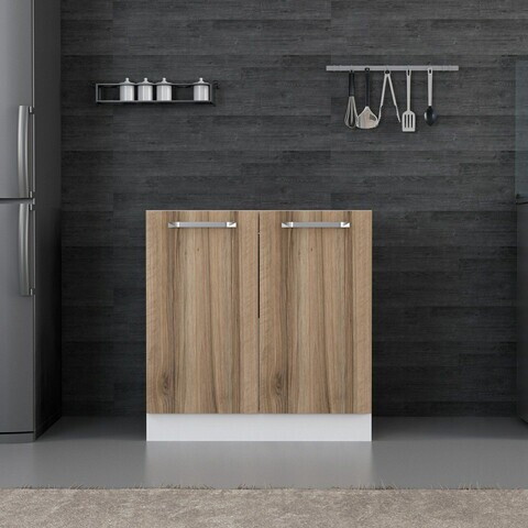 Dulap pentru bucatarie, Hanah Home, Minar, 80x87x58 cm, Alb / Dore
