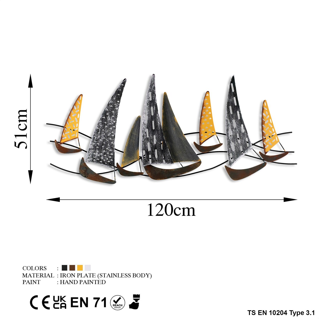 Decoratiune de perete, Uskuna 2, Metal, Dimensiune: 120 x 51 cm, Multicolor