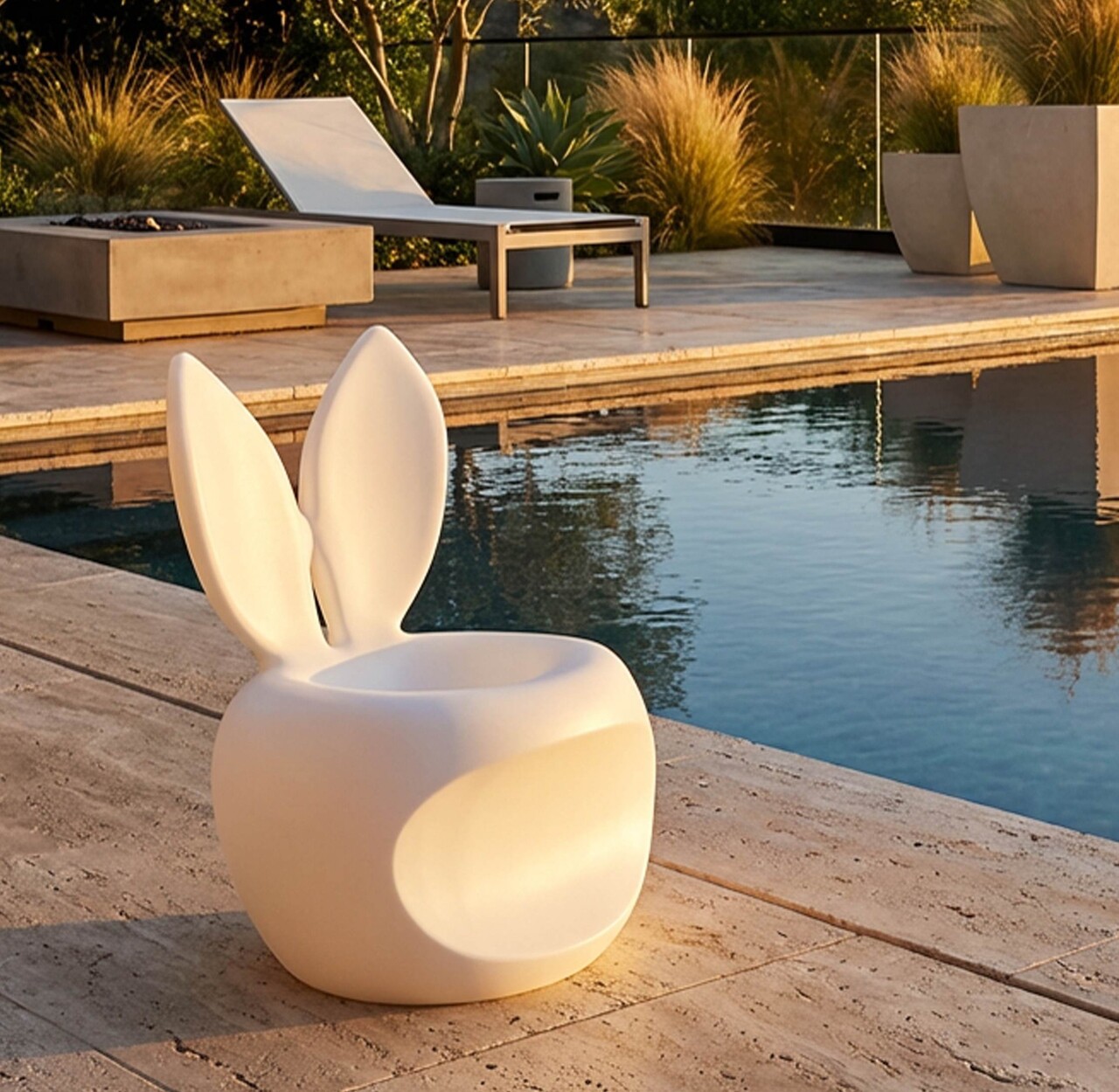 Taburet pentru copii, Mauro Ferretti, Bunny, 57x55x79 cm, utilizare interior / exterior,  plastic, alb - view 2