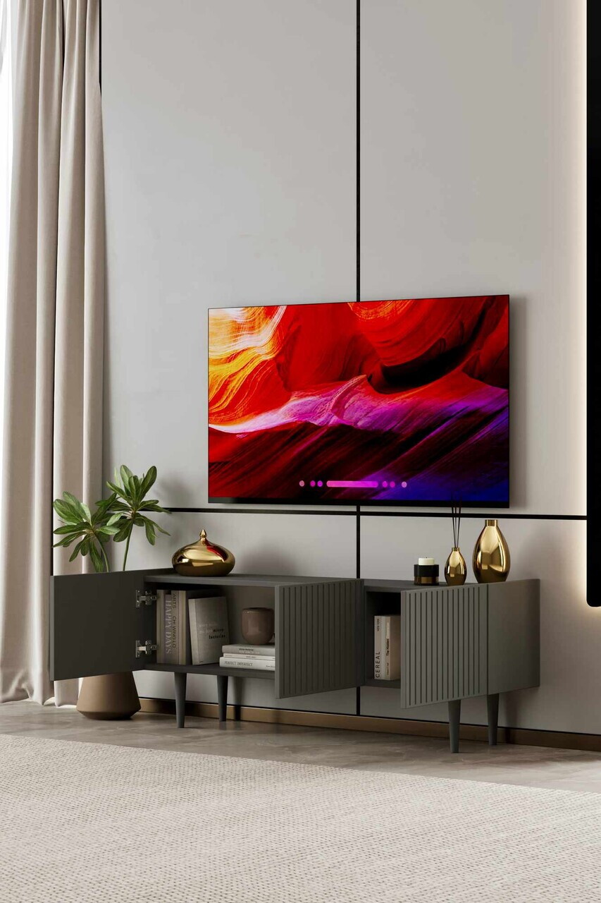 Comoda TV, Hanah Home, Capella 120, 120x50x29 cm, MDF, Gri - view 3