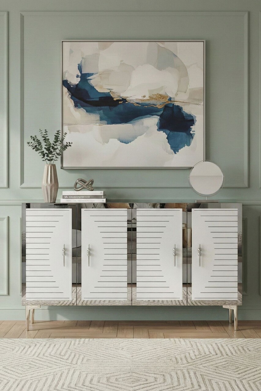 Consola, Hanah Home, Tuna 120, 120x75x32 cm, Alb / Argintiu - view 2