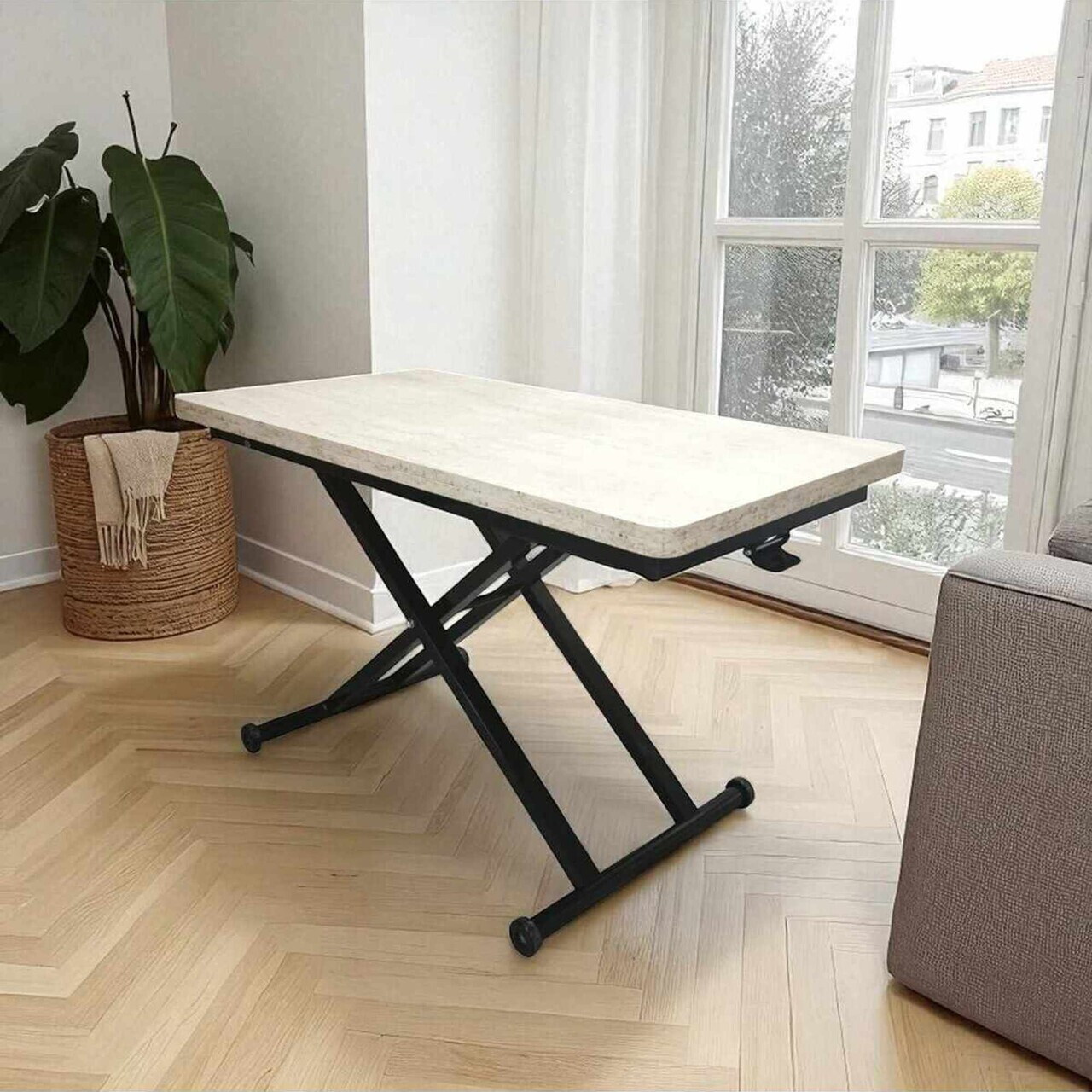 Masuta de cafea, Hanah Home, Home Ext, MDF, Travertin / Negru — imaginea 6