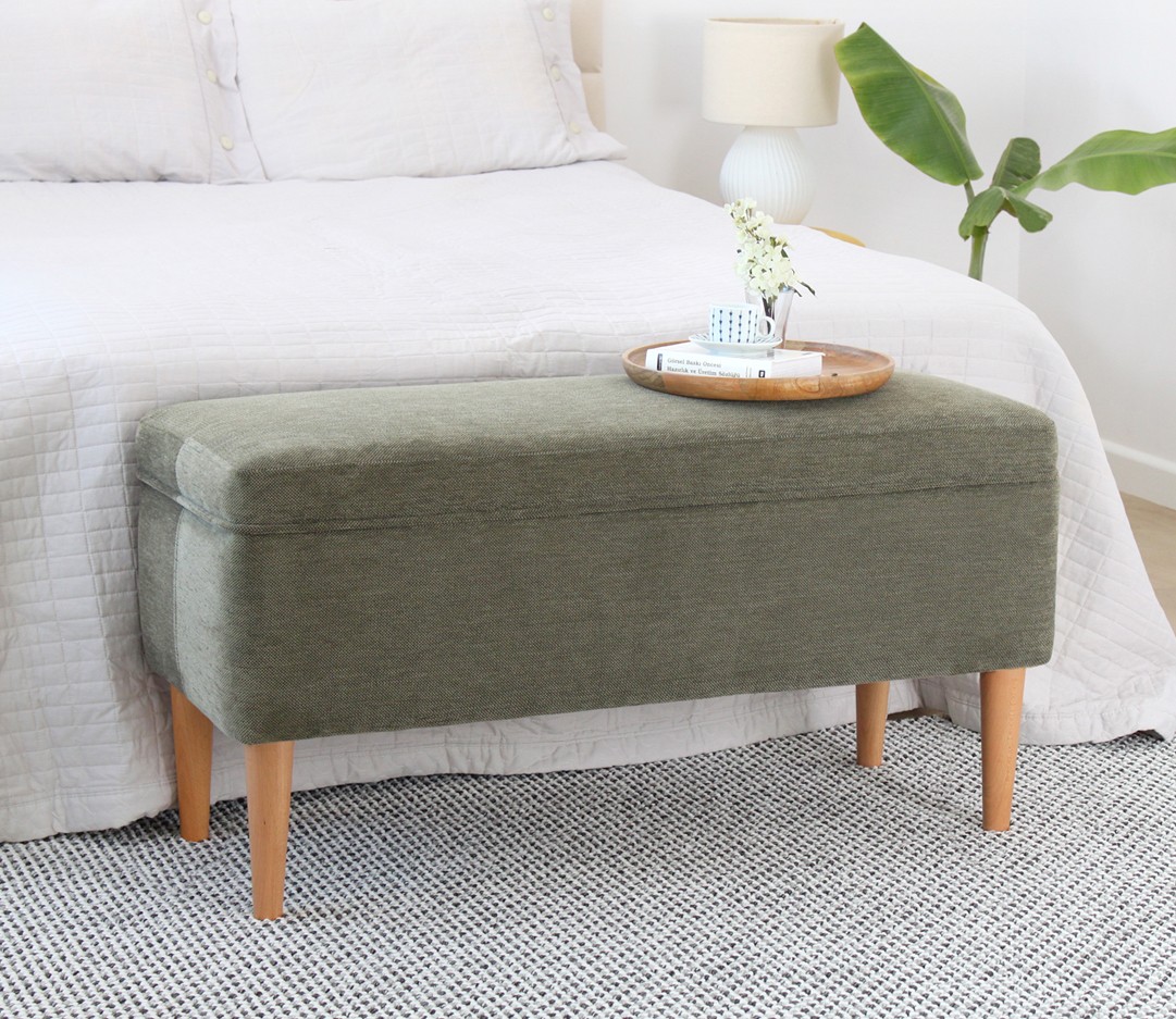 Taburet, Atelier del Sofa, 209FLF1411, 50% bumbac, 50% in, Verde