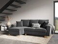 Coltar extensibil reversibil 4 locuri, Moghan, Micadoni Home, GL, 241x145x88 cm, catifea, gri deschis