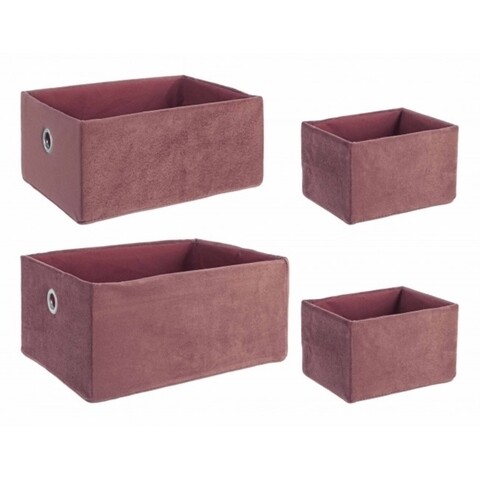 Set 4 cosuri de depozitare, Velvet Pink, Bizzotto, 30x22x14 cm, otel/catifea