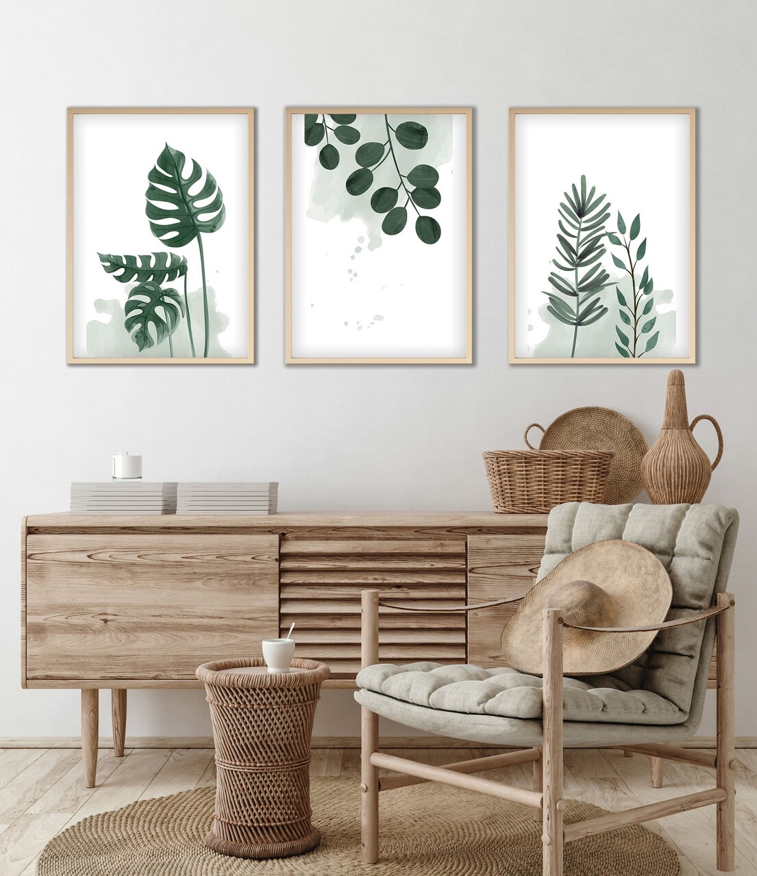 Set 3 tablouri decorative, Huhu193, Cadru: 100% LEMN MASIV (Grosime: 2,5 cm), Multicolor - view 3