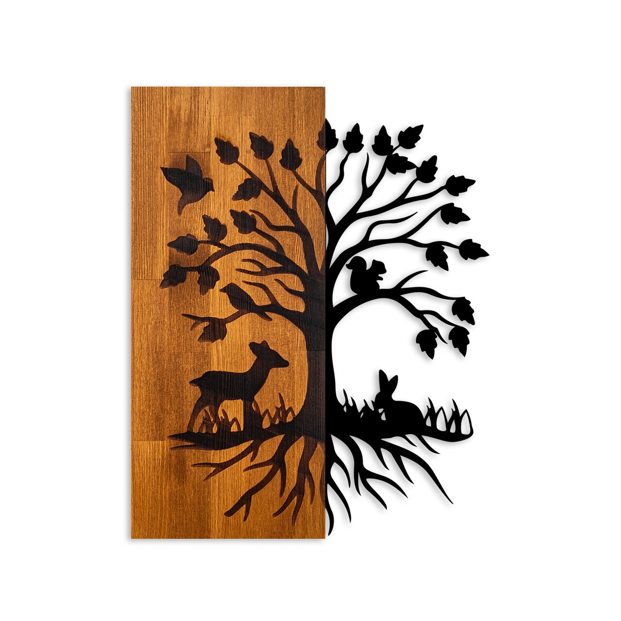 Decoratiune de perete, Nature, Lățime: 46 cm Înălțime: 58 cm Adâncime: 3 cm, Nuc / Negru - view 5
