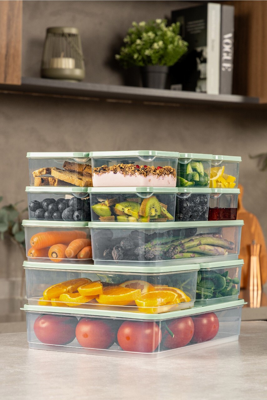 Set recipiente depozitare, Hermia, 964FRM5726, Dimensiune: 23 x 15 x 7 cm / 1750 ml (2 bucăți), Verde menta - imagine 2
