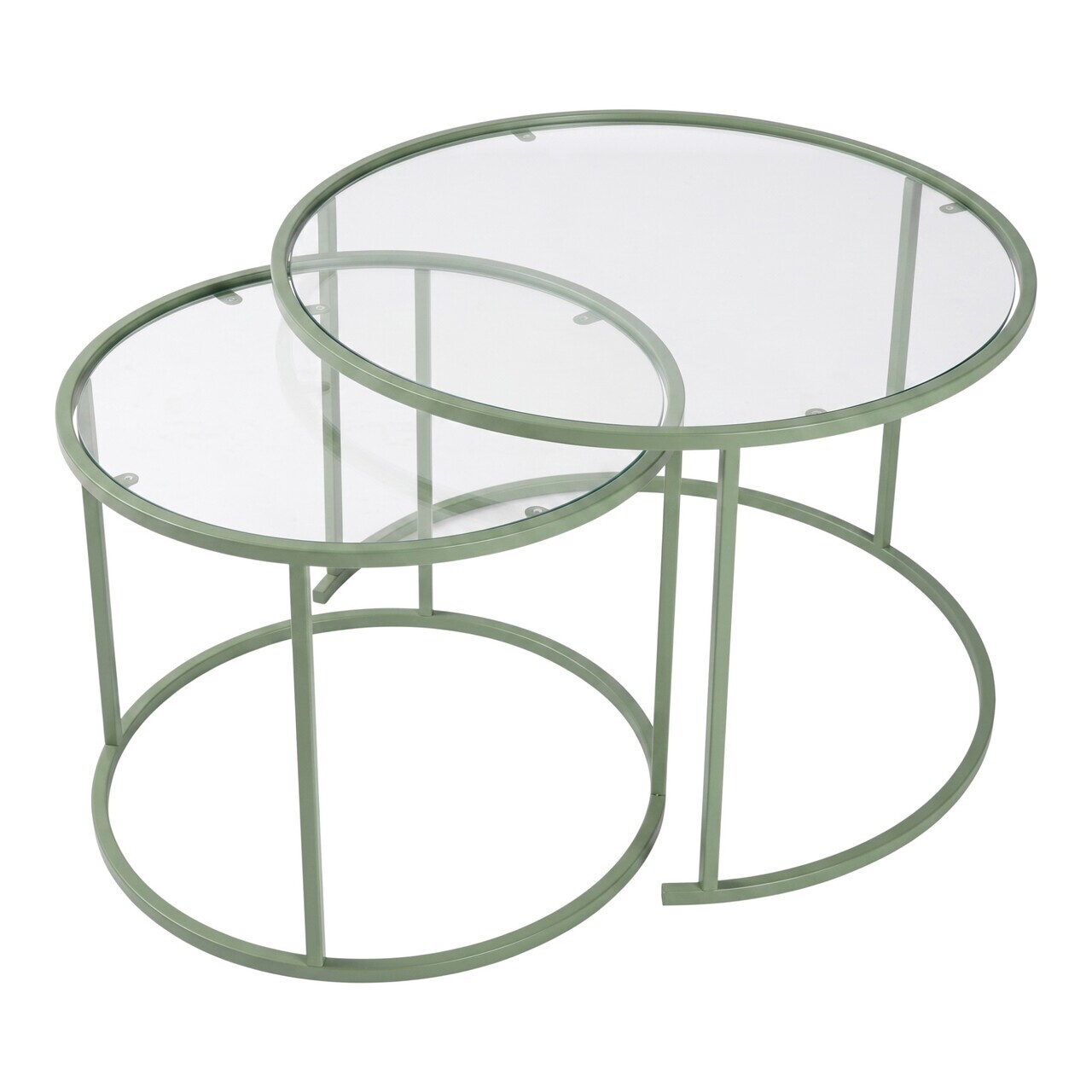 Set masute de cafea, Hanah Home, Mint-Trs-80-60-Nrd-Srk, Sticla temperata, Verde menta — imaginea 4