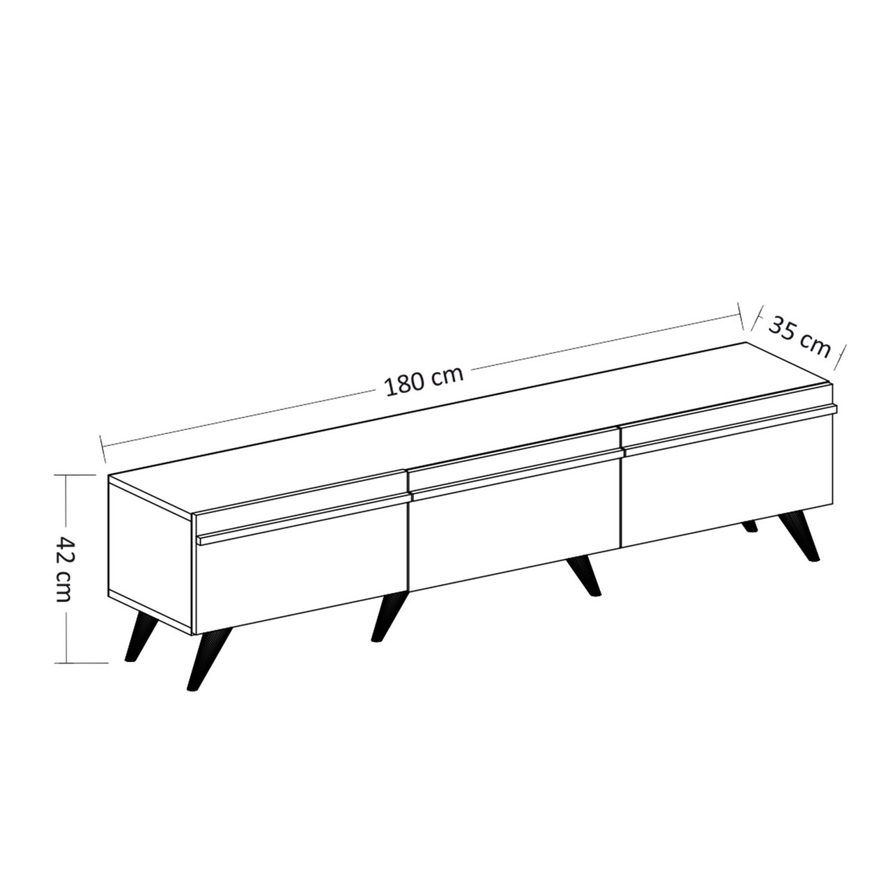 Comoda TV, Inarch, Valentina, 180x42x35 cm, Alb