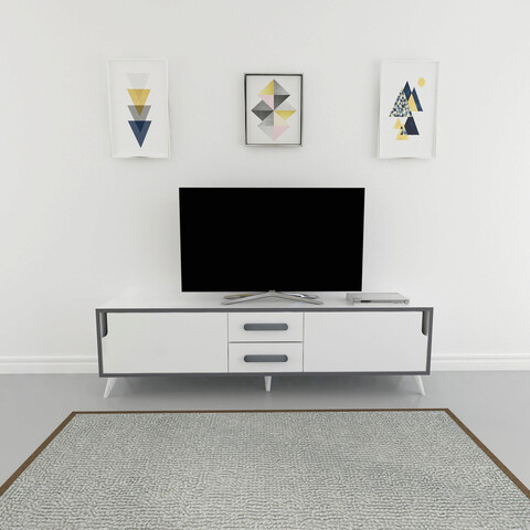 Comoda tv, zena home, tex, pal, alb / antracit