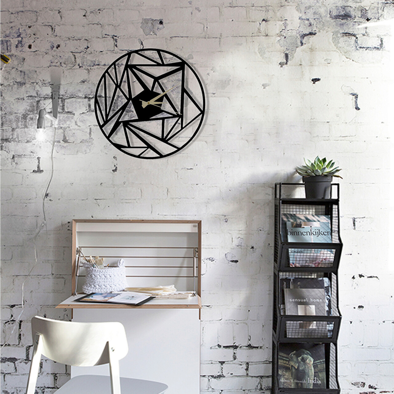 Ceas de perete, Perspektif, Metal, Dimensiune: 50 x 50 cm, Negru - 1 | YEO