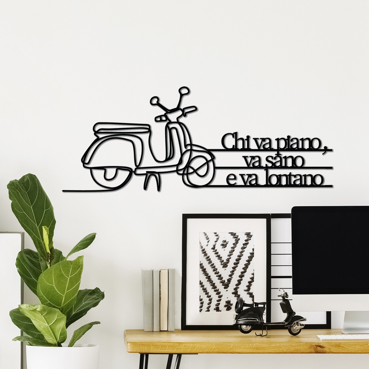 Decoratiune de perete, Lontano 2, Dimensiune: 60 x 25 cm, Negru - view 2