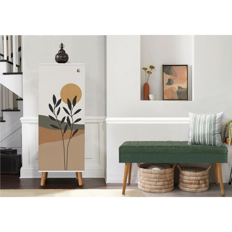 Set de mobilier pentru hol, Hanah Home, Vegas White, Alb/Verde