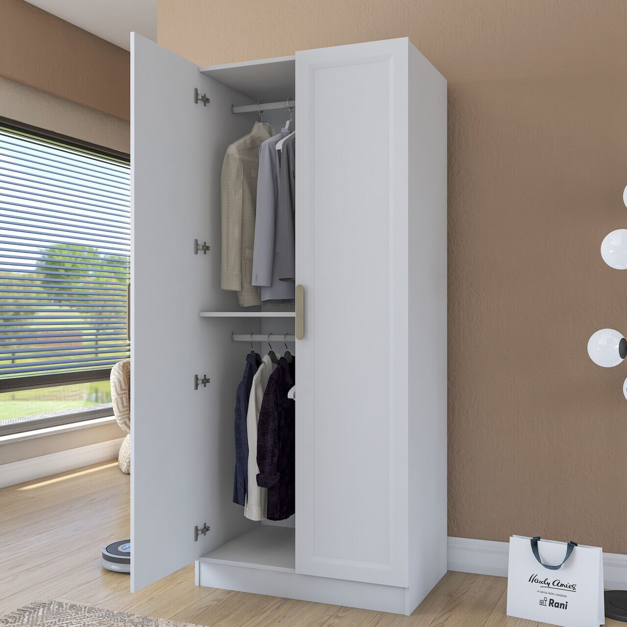 Dulap pentru haine, Hanah Home, BA201, 90x210x57.5 cm, PAL melaminat, Alb - view 5