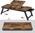 Masuta pentru laptop, Vasagle, inaltime ajustabila, 71 x 35 x 23 cm, MDF/bambus, maro rustic