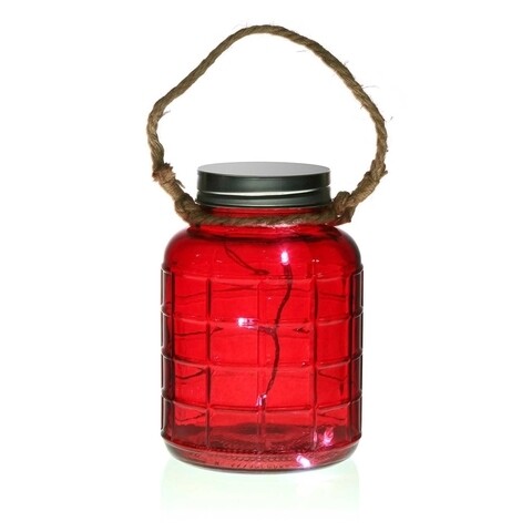 Poza Decoratiune luminoasa Red Bottle, Versa, 5 LED-uri, Ã˜14.3x20.5 cm, sticla