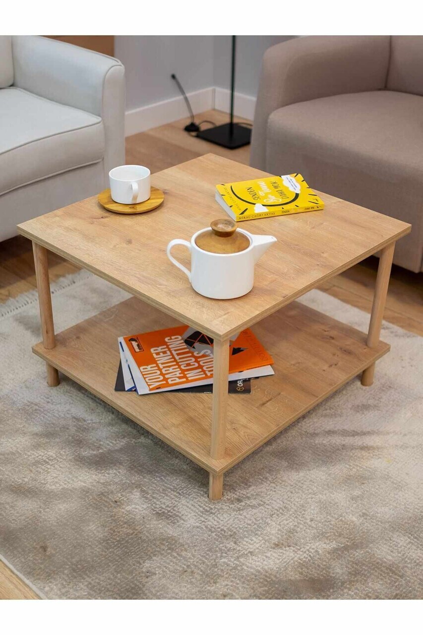 Masuta de cafea, Hanah Home, Peka-0049, 60x42.5x60 cm, PAL, Maro — imaginea 2